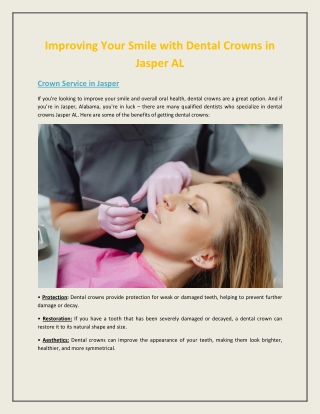 Improving Your Smile with Dental Crowns in Jasper AL