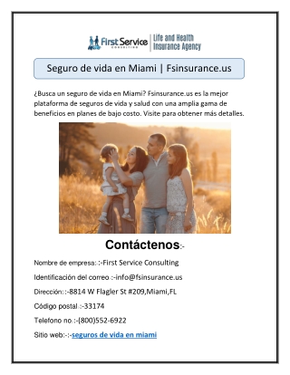 Seguro de vida en Miami | Fsinsurance.us