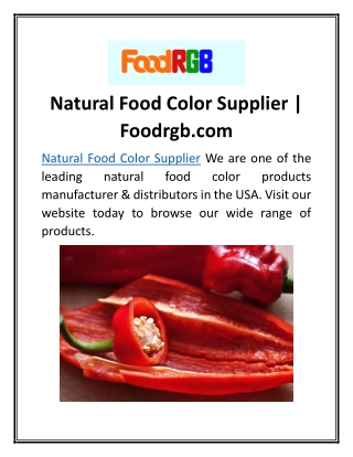 Natural Food Color Supplier | Foodrgb.com