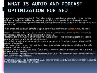 What is Audio and Podcast Optimization for SEO