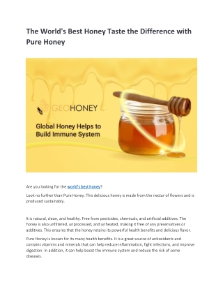 The World's Best Honey Taste the Difference with Pure Honey