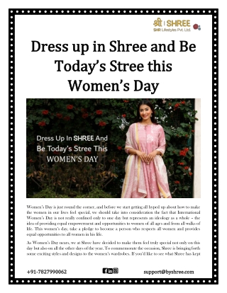 Dress up in Shree and Be Today’s Stree this Women’s Day