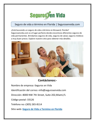 Seguro de vida a término en Florida | Segurosenvida.com