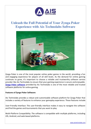 Unleash the Full Potential of Your Zynga Poker Experience with Ais Technolabs Software (1)