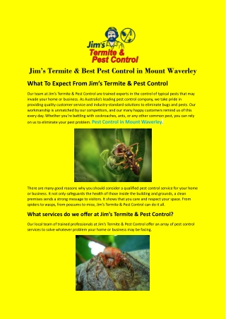 Pest Control in Mount Waverley