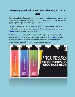 Everything you should know before choosing Esco Bars Mega