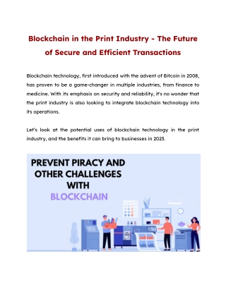 Prevent piracy and other challenges with Blockchain