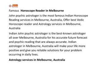 Famous  Horoscope Reader In Melbourne
