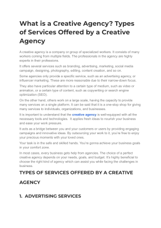 What is a Creative Agency? Types of Services Offered by a Creative Agency