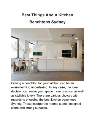 Best Things About Kitchen Benchtops Sydney