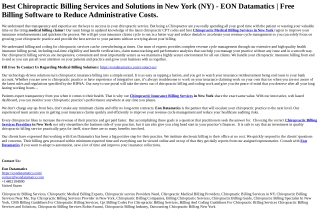 Best Chiropractic Billing Services and Solutions in New York (NY) - EON Datamati