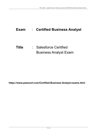 2023 Updated Salesforce Certified Business Analyst Exam Dumps