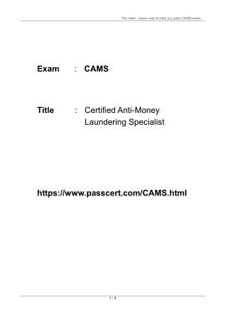 CAMS Certified Anti-Money Laundering Specialist Updated Dumps