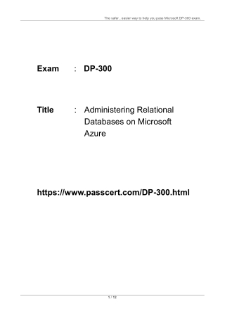 DP-300 Administering Microsoft Azure SQL Solutions Updated Dumps