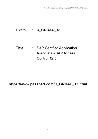 SAP Access Control 12.0 C_GRCAC_13 Dumps