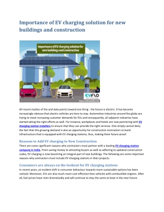 Importance of EV charging solution for new buildings and construction