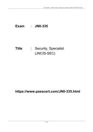 Security, Specialist (JNCIS-SEC) JN0-335 Updated Dumps