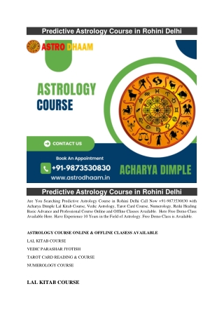 Predictive Astrology Course in Rohini Delhi  91-9873530830