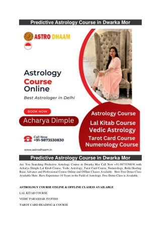 Predictive Astrology Course in Dwarka Mor   91-9873530830