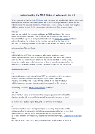 Understanding the MOT Status of Vehicles in the UK