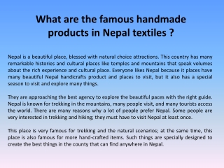 What are the famous handmade products in Nepal textiles