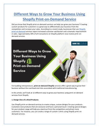 Different Ways to Grow Your Business Using Shopify Print-on-Demand Service