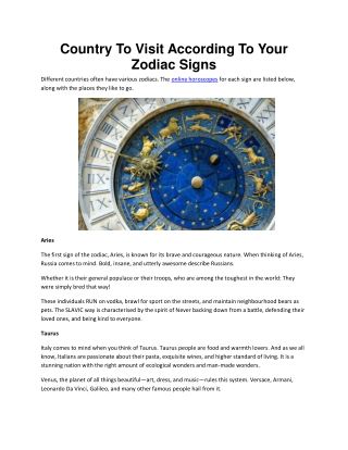 Country To Visit According To Your Zodiac Signs