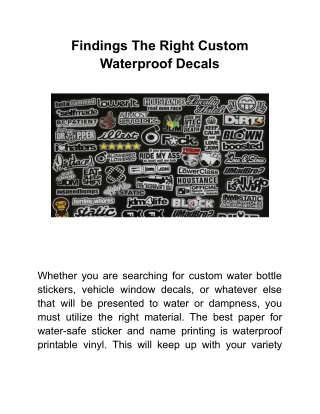 Findings The Right Custom Waterproof Decals