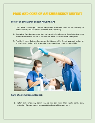 Pros and Cons of an Emergency Dentist