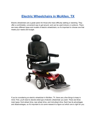 Electric Wheelchairs in McAllen, TX