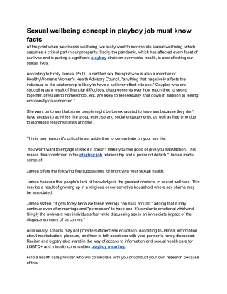 Sexual wellbeing concept in playboy job must know facts