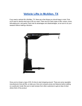 Vehicle Lifts in McAllen, TX