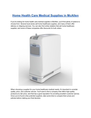 Home Health Care Medical Supplies in McAllen