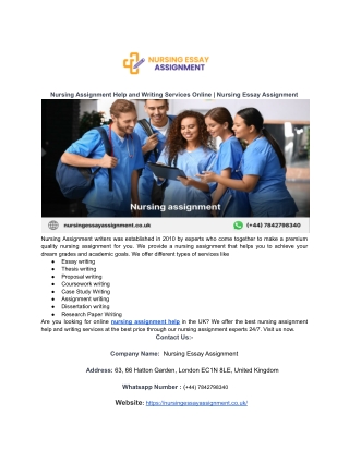 Nursing Assignment Help and Writing Services Online _ Nursing Essay Assignment