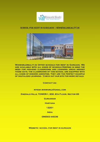 School for Rent in Gurgaon | Winworldrealty.in