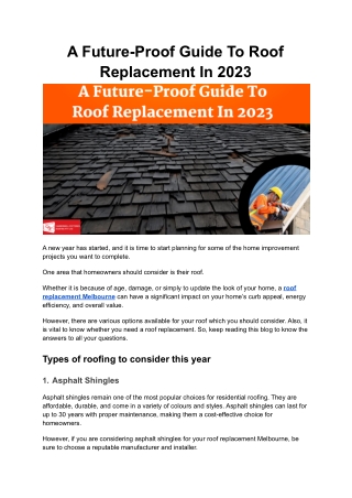 A Future-Proof Guide To Roof Replacement In 2023