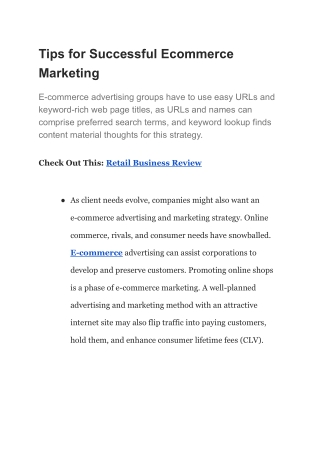 Tips for Successful Ecommerce Marketing