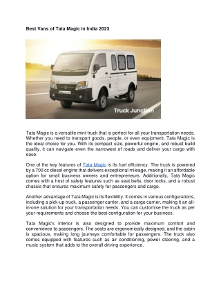 Best Vans of Tata Magic in India 2023
