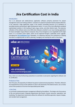 Jira Certification Cost in India