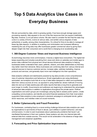 Top 5 Data Analytics Use Cases in Everyday Business