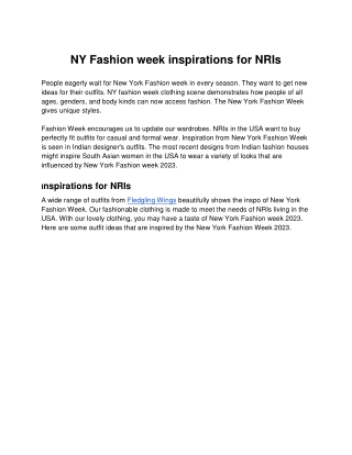 NY Fashion week inspirations for NRIs