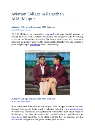 Aviation College in Rajasthan
