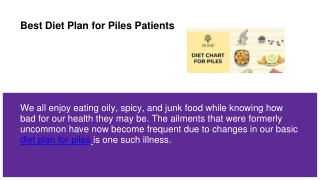 Best Diet Plan for Piles Patients