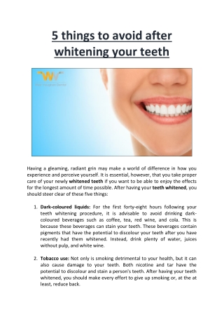 5 things to avoid after whitening your teeth