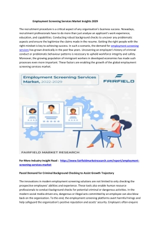 Employment Screening Services Market