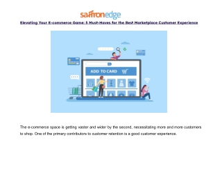 5 Must-Haves for the Best Marketplace Customer Experience - Saffron Edge