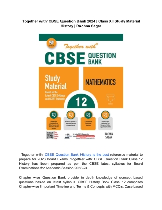 ‘Together with’ CBSE Question Bank | Class XII History Study Material | Session