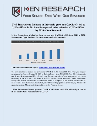 Major Players in Indonesia Used Smartphone Market - Ken Research