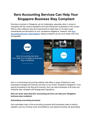 Xero Accounting Services Can Help Your Singapore Business Stay Compliant