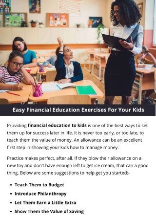 Easy Financial Education Exercises For Your Kids